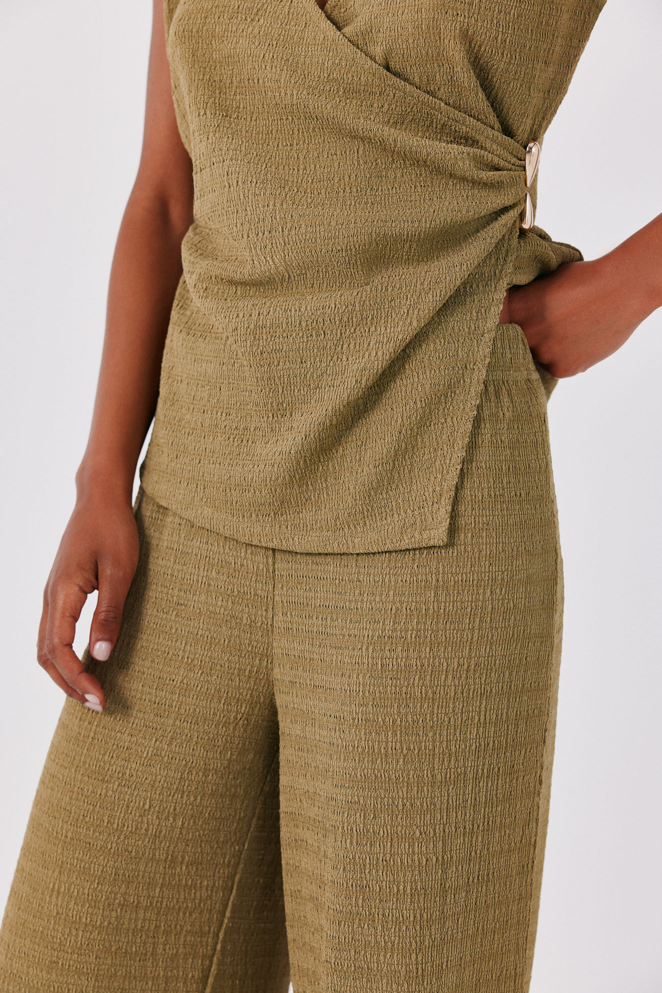 Cortefiel Pantal&oacute;n de punto ancho Verde