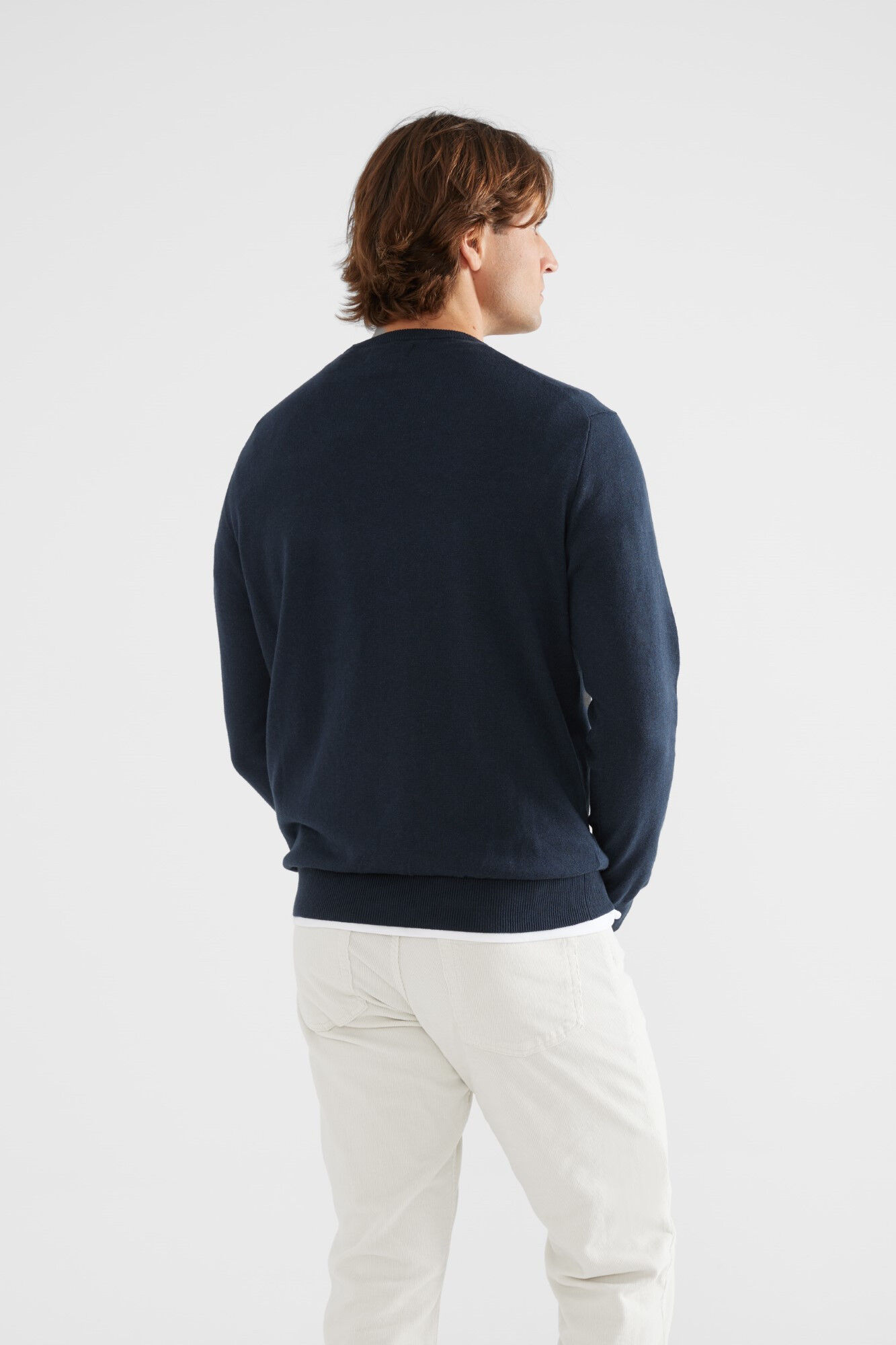 Silbon Plain dark blue crew neck jumper Blue