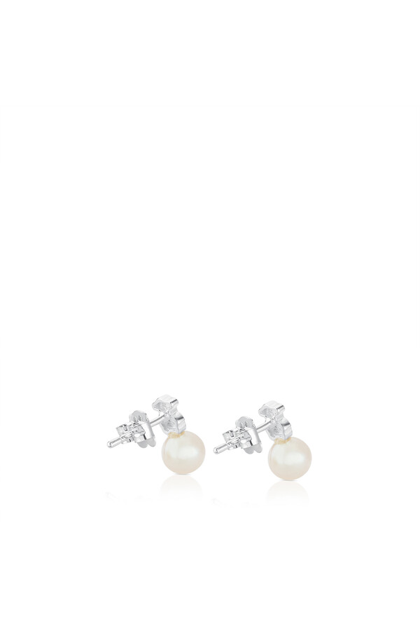 Cortefiel Puppies silver and cultured pearl earrings Grey