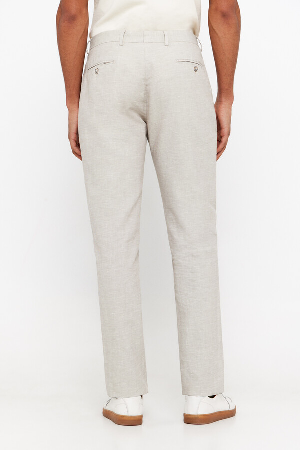 Cortefiel Cotton/linen slim fit trousers Beige