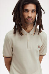Fred Perry Camisa p&oacute;lo b&aacute;sica de manga curta Fred Perry Tostado