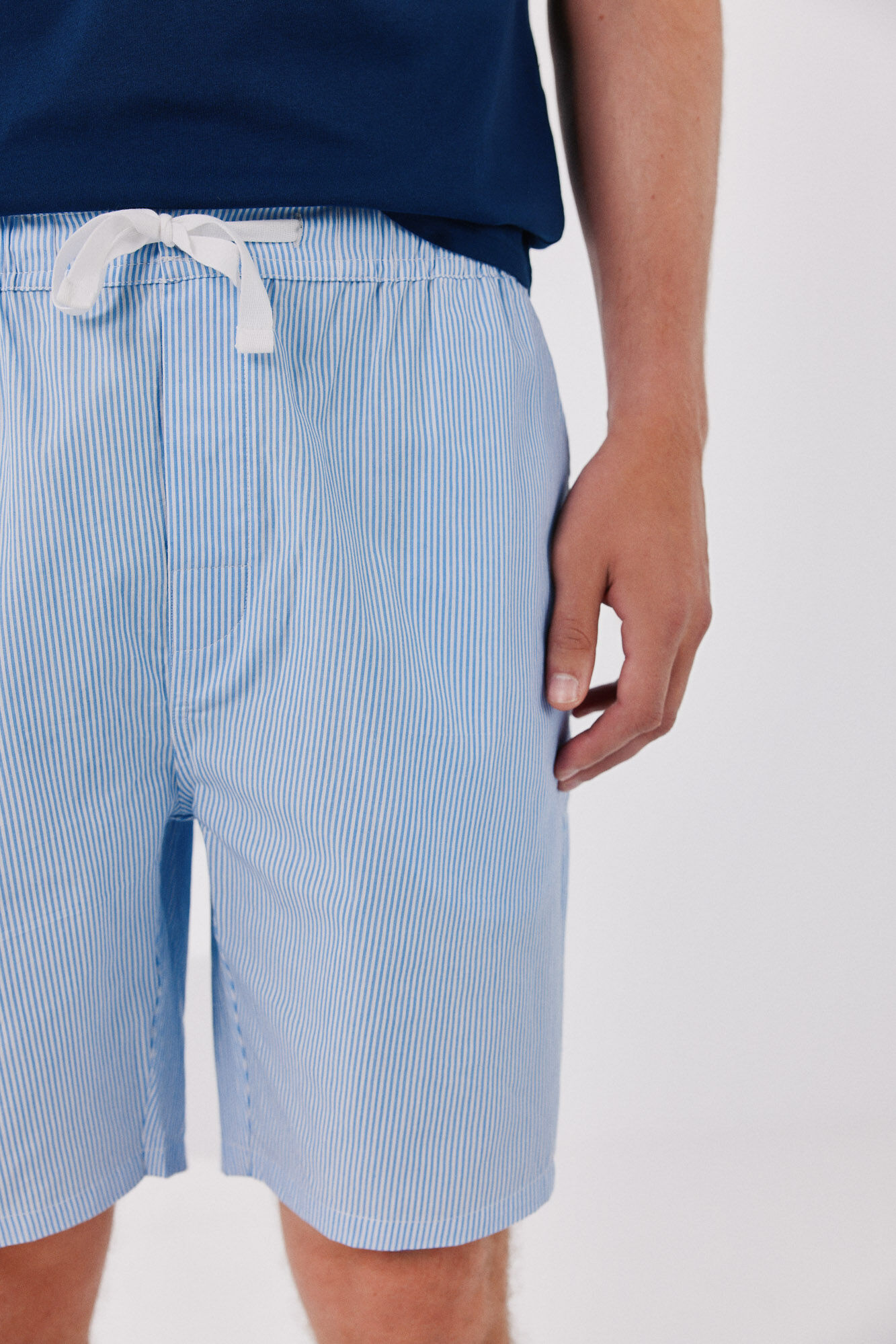 Cortefiel Jersey-knit and fabric pyjamas set Navy