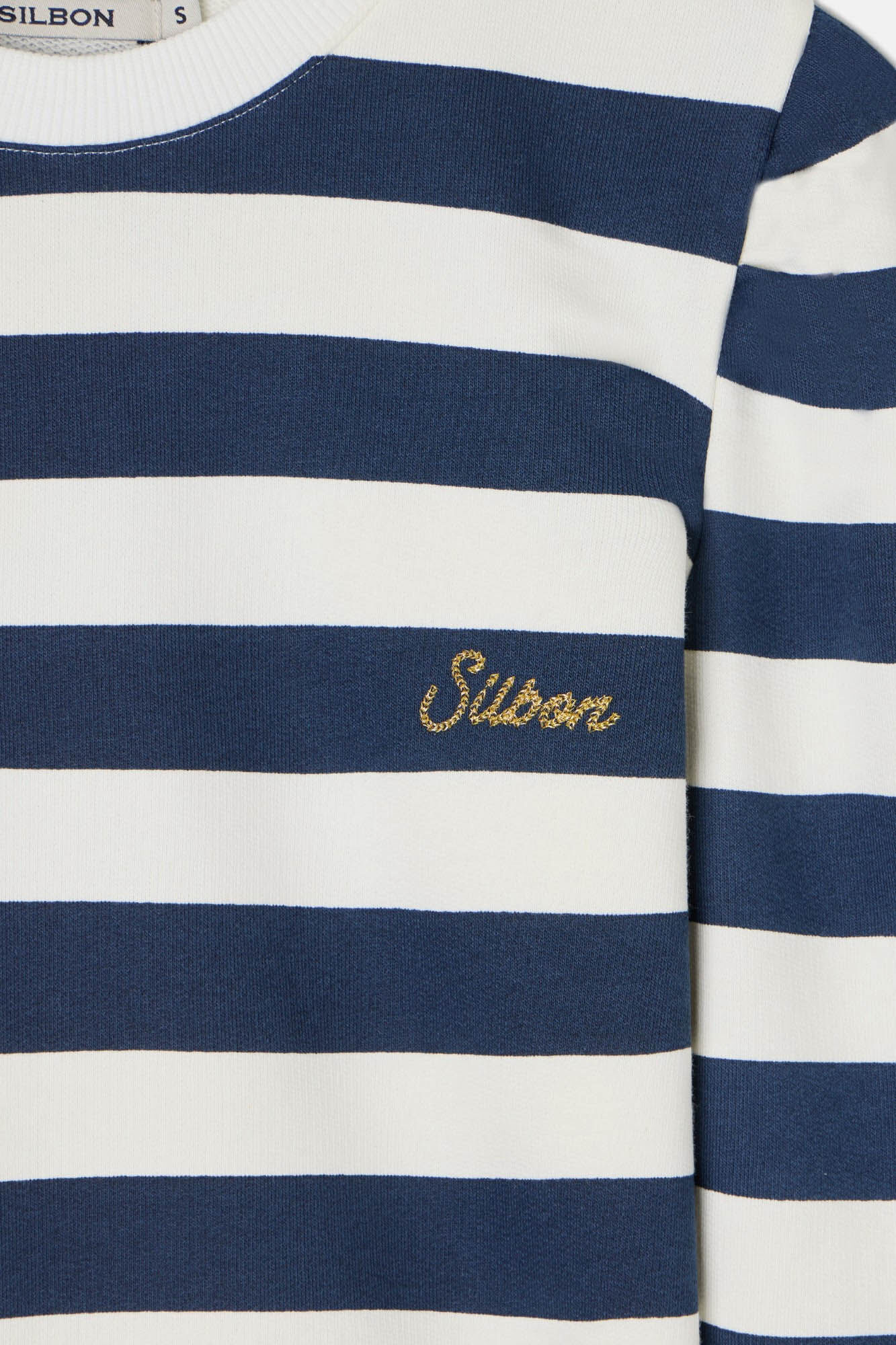 Silbon Riscas listrado manga Sweatshirt Azul