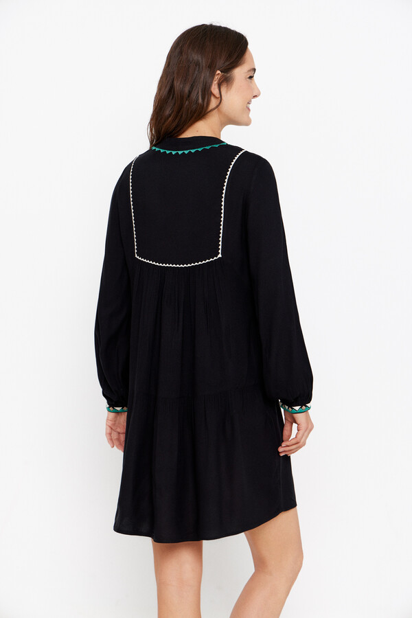 Cortefiel Short embroidered dress Black