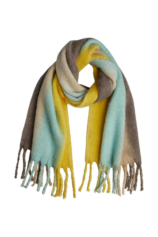 Cortefiel Striped scarf with fringes White