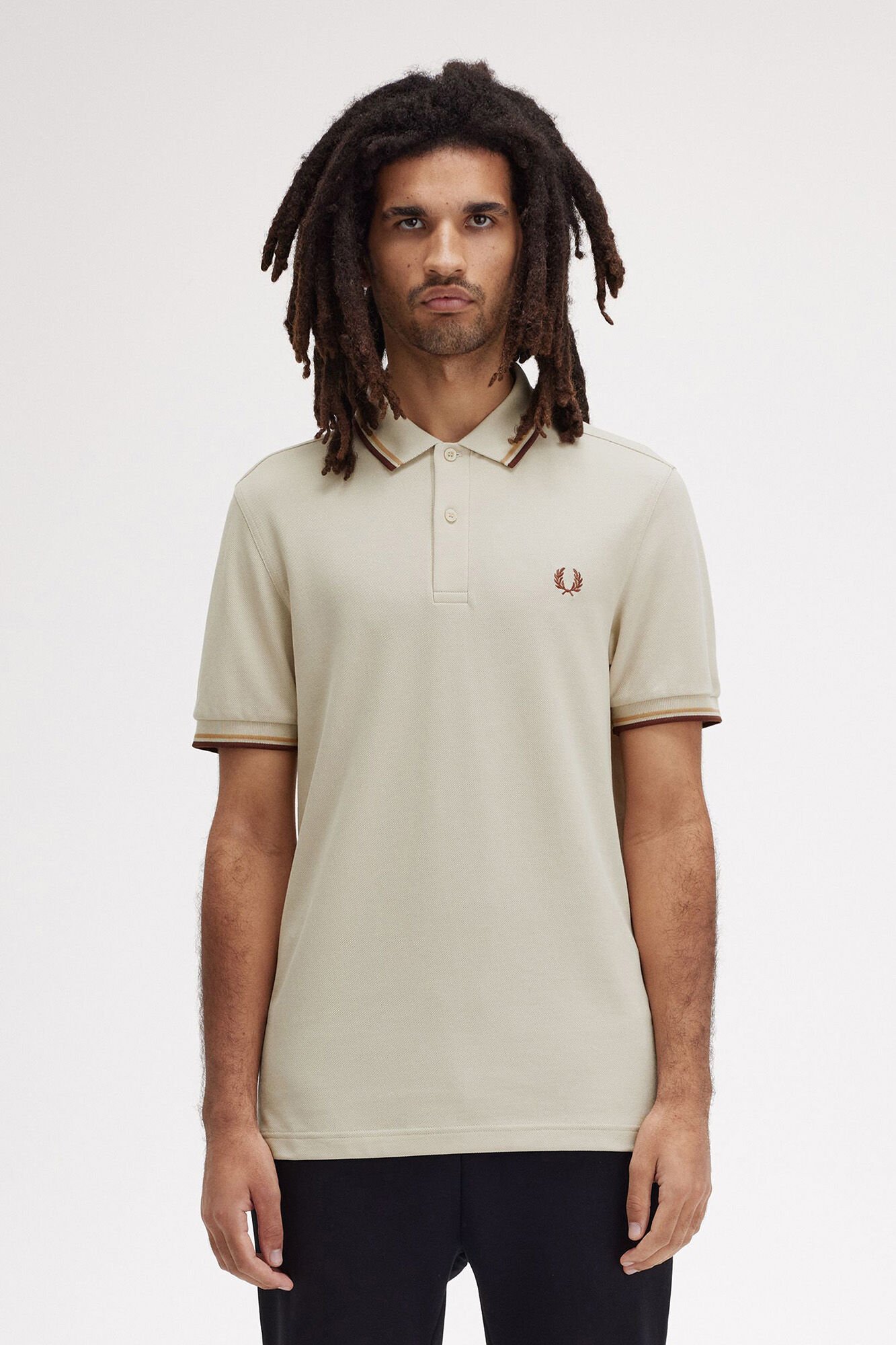 Fred Perry Camisa p&oacute;lo b&aacute;sica de manga curta Fred Perry Tostado