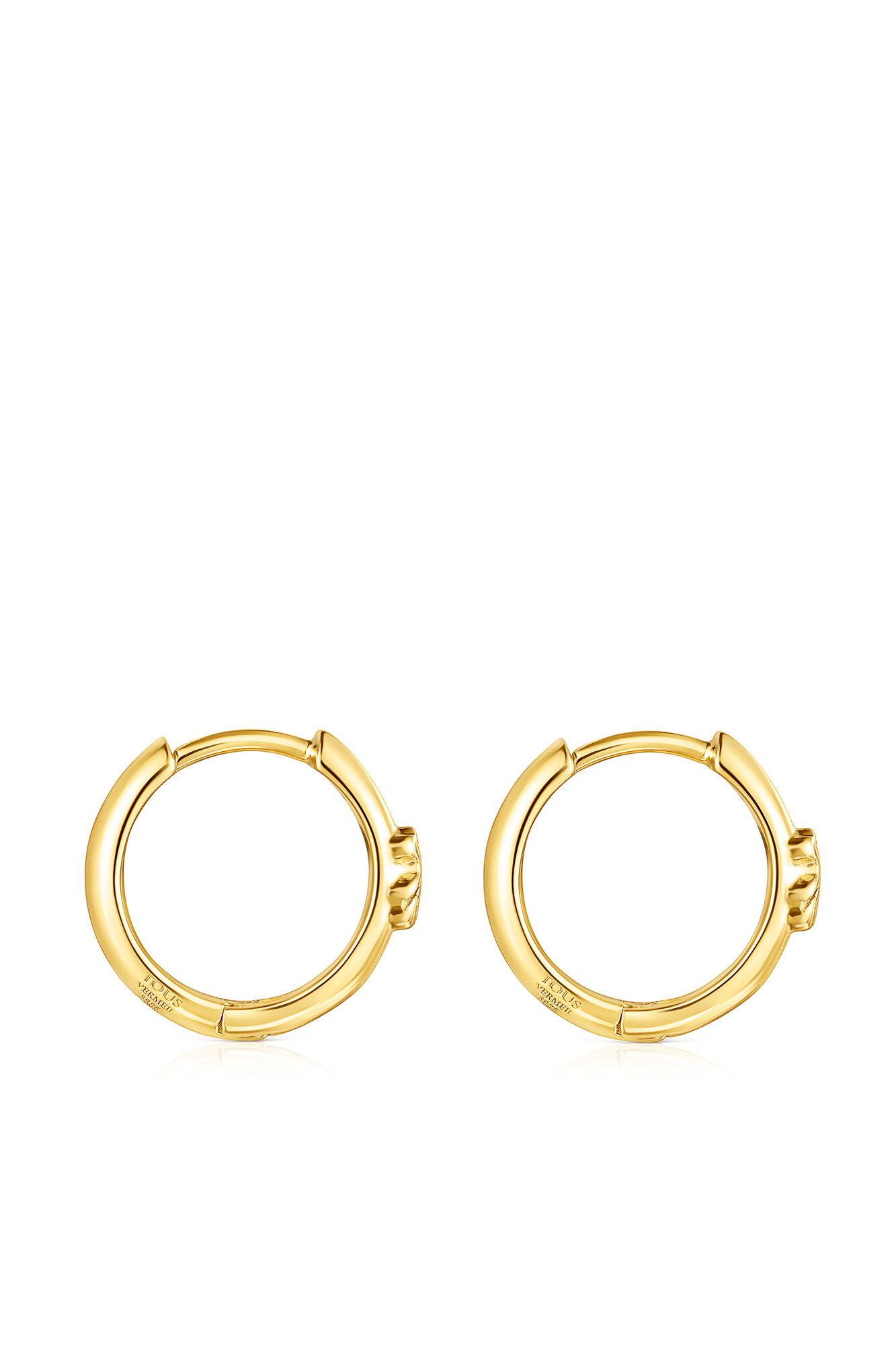 Tous TOUS Basics bear hoop earrings in siver plated with 18 kt gold Yellow
