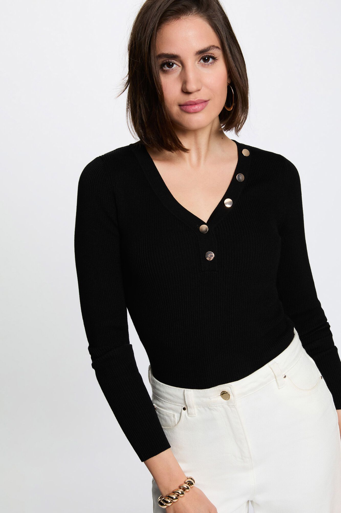 Morgan Jersey ajustado con cuello en V
