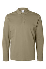 Cortefiel Long-sleeved recycled cotton polo shirt.  Grey