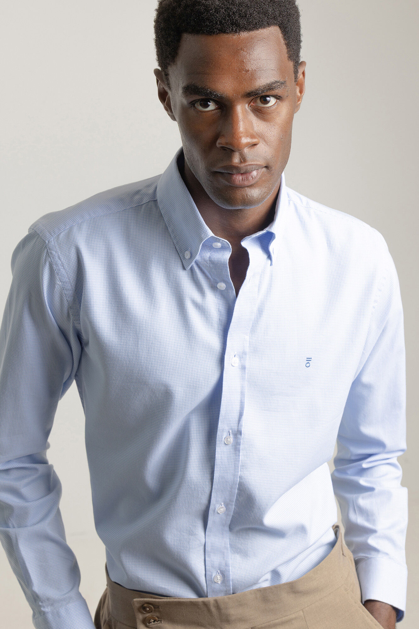 PuroEGO Camisa pied- de-pied-de-poule slim fit