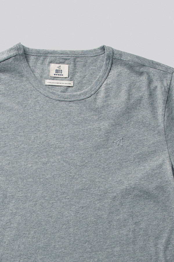 Cortefiel T-shirt logo avião bordado algodão Cinzento