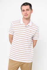 Cortefiel Striped polo shirt with tipping Beige