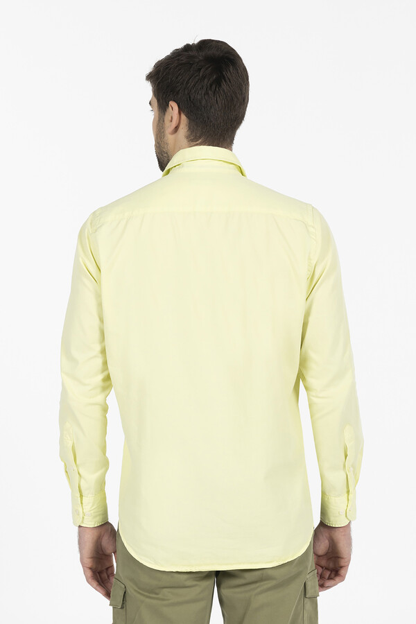 Cortefiel Camisa lisa sarja lavada Amarelo