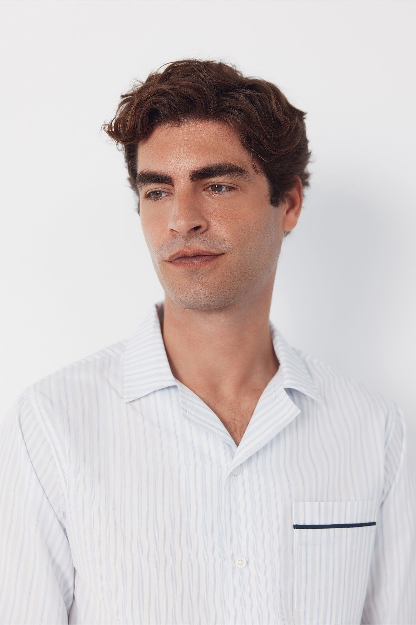 Cortefiel Jersey-knit and fabric pyjama set Blue