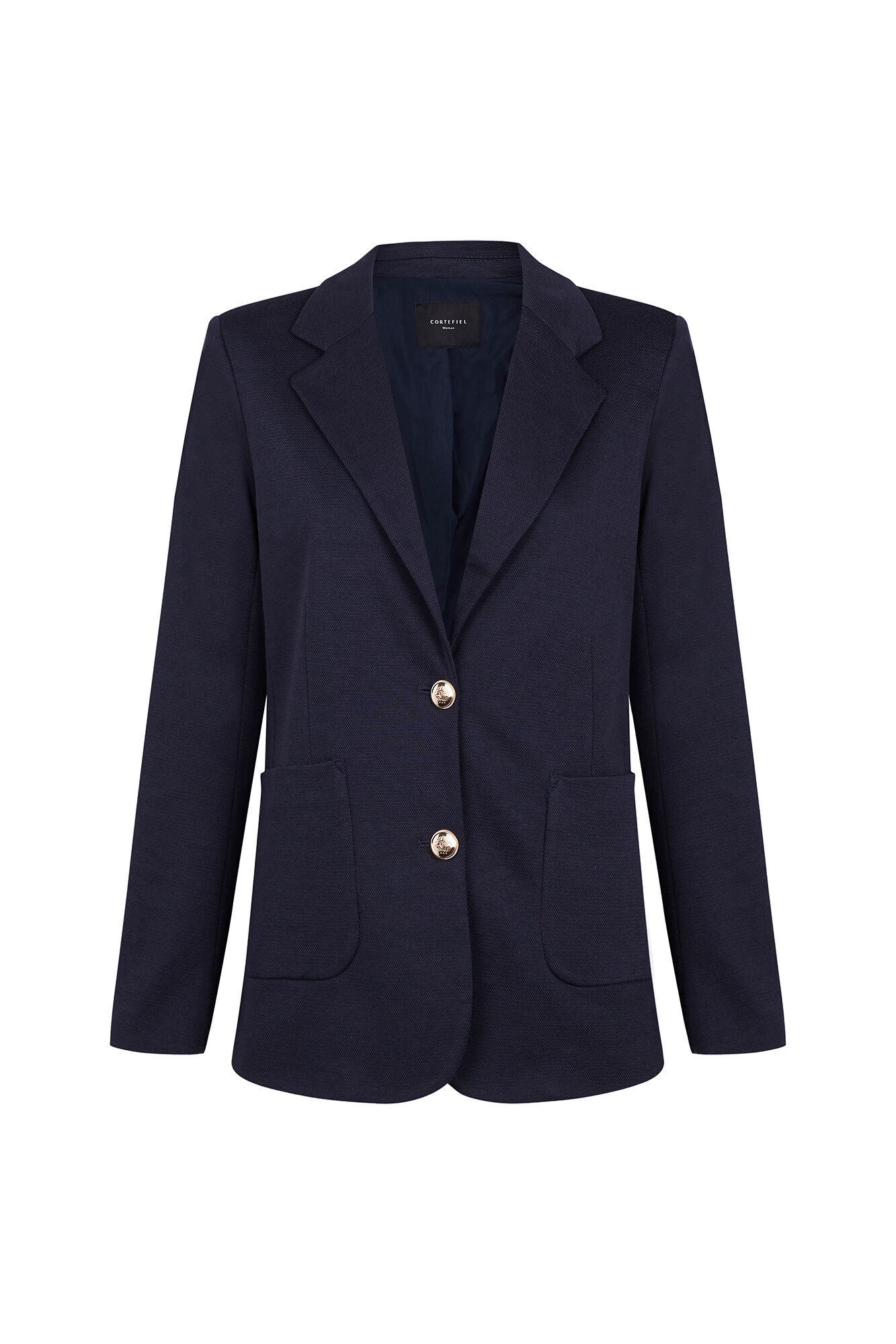 Cortefiel Piqu&eacute;-knit blazer Navy