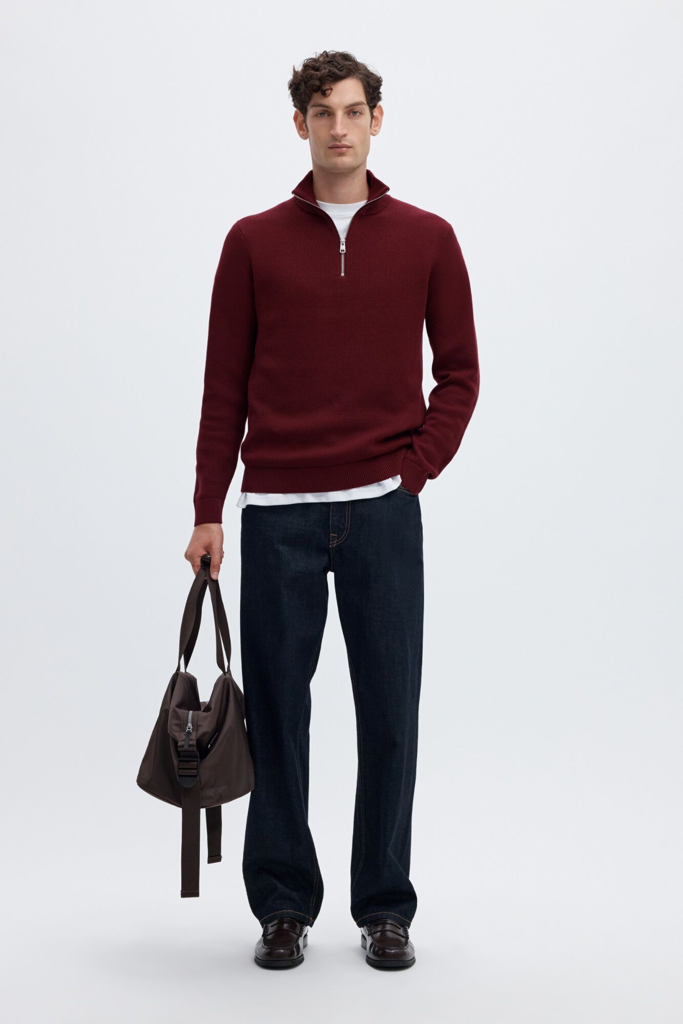 Selected Camisola 100% algod&atilde;o org&acirc;nico com fecho-&eacute;clair Vermelho