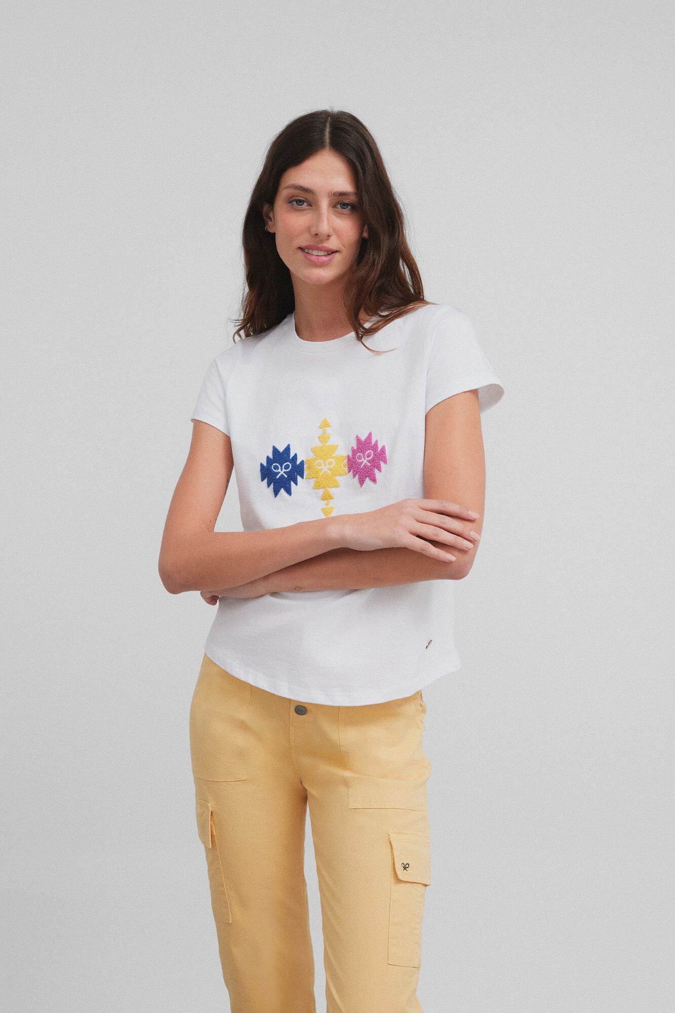 Silbon T-shirt woman desenho ikat Branco