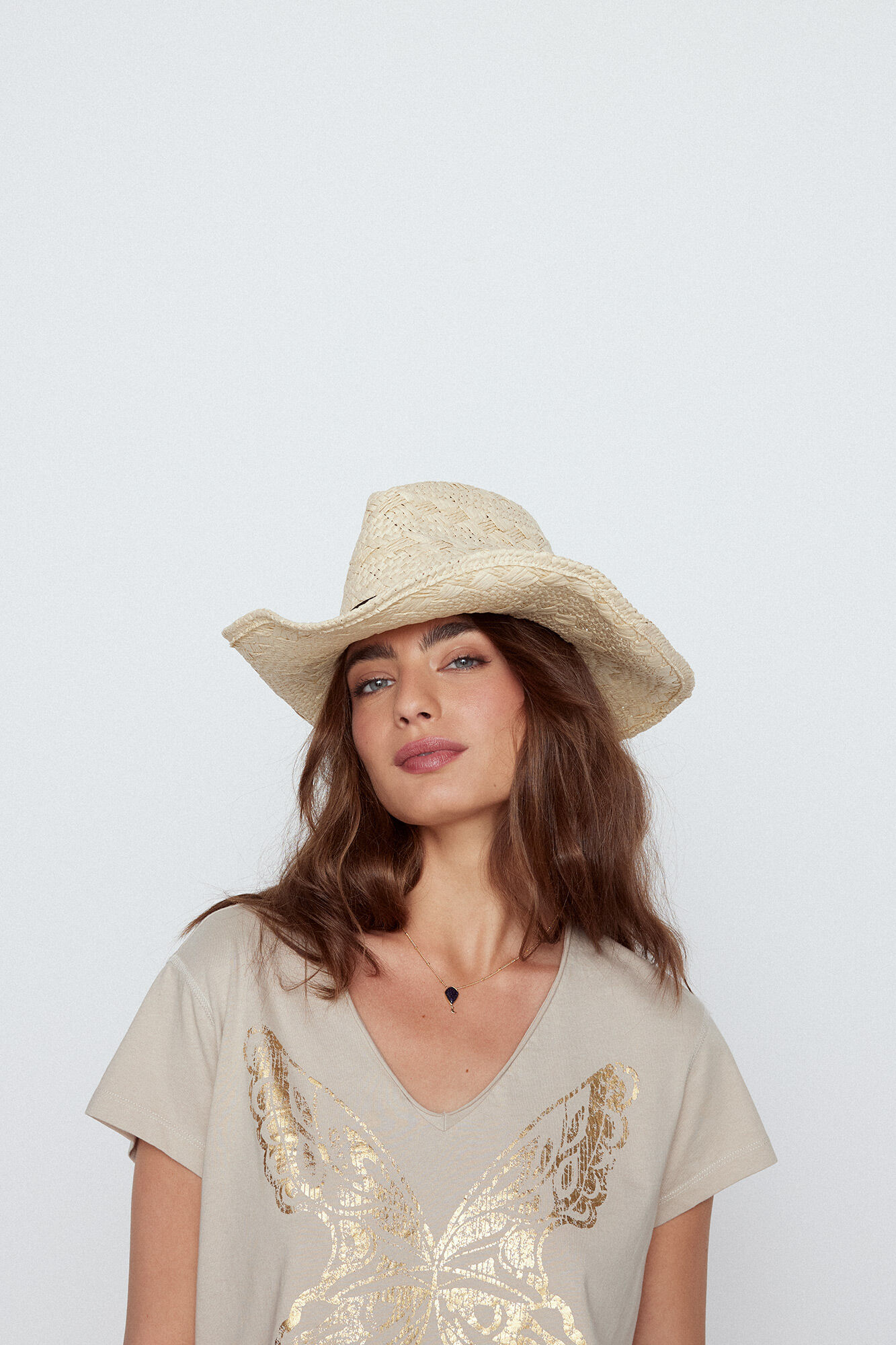 Slowlove Foil butterfly T-shirt Beige