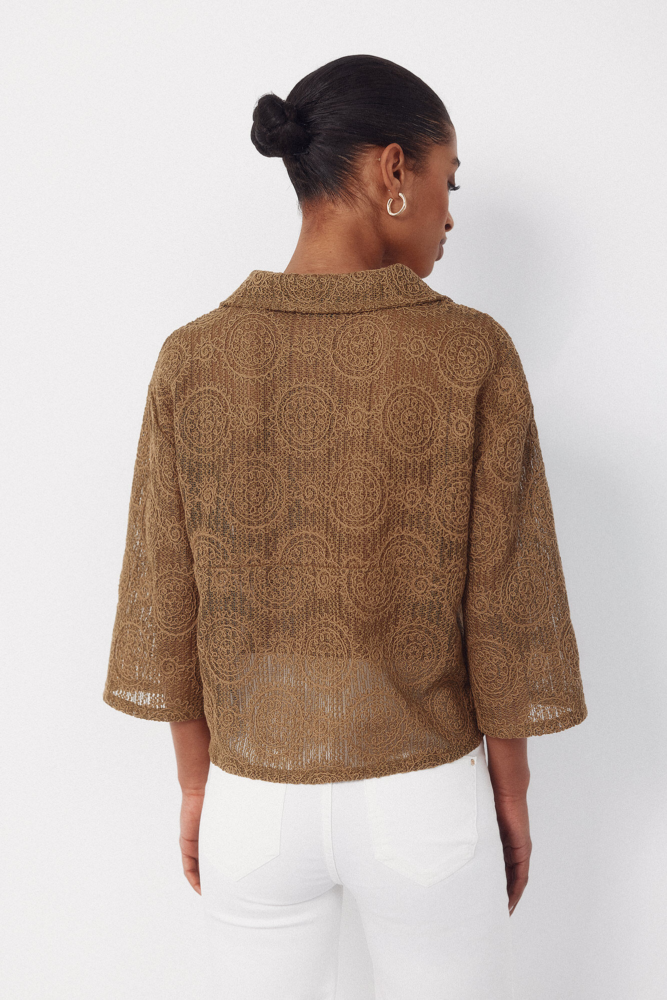 Cortefiel Embroidered rustic polo shirt Kaki