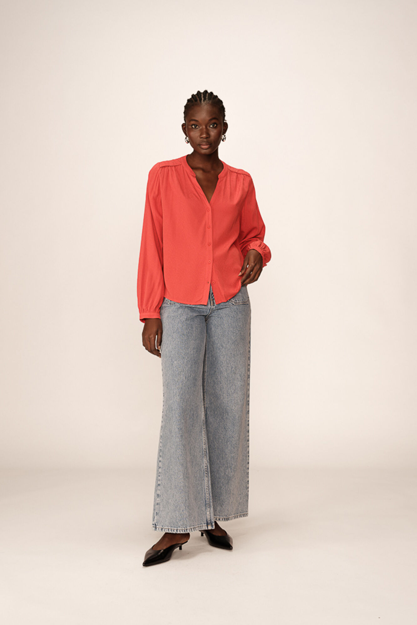 Grace & Mila Blusa de mangas comprida com corte regular Vermelho