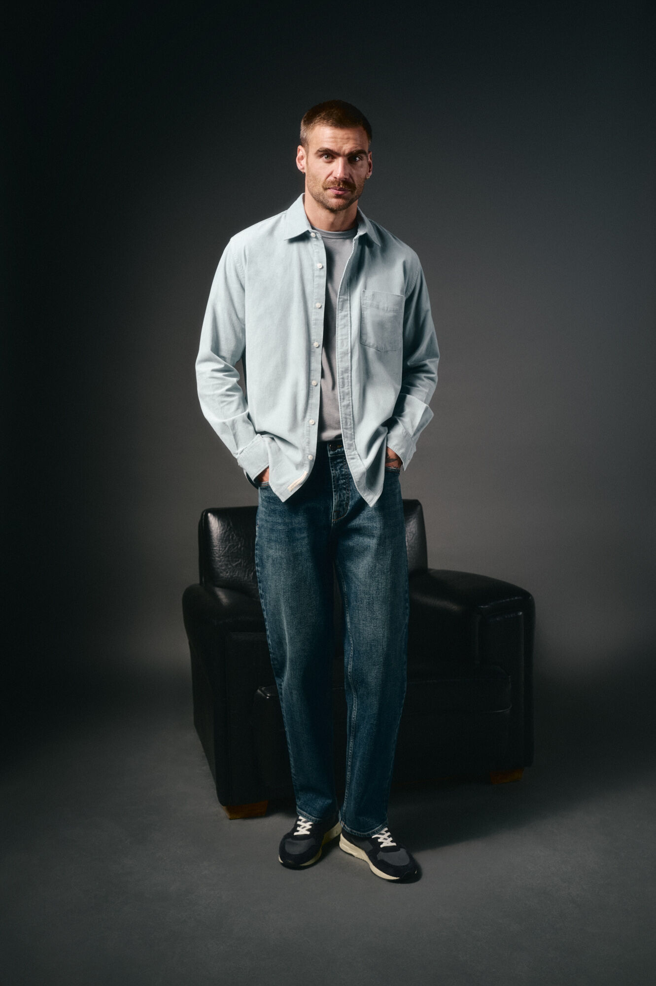 OOTO Camisa micropana lisa Azul