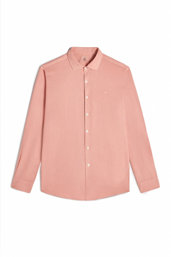 Cortefiel Linen/cotton long-sleeved shirt Pink