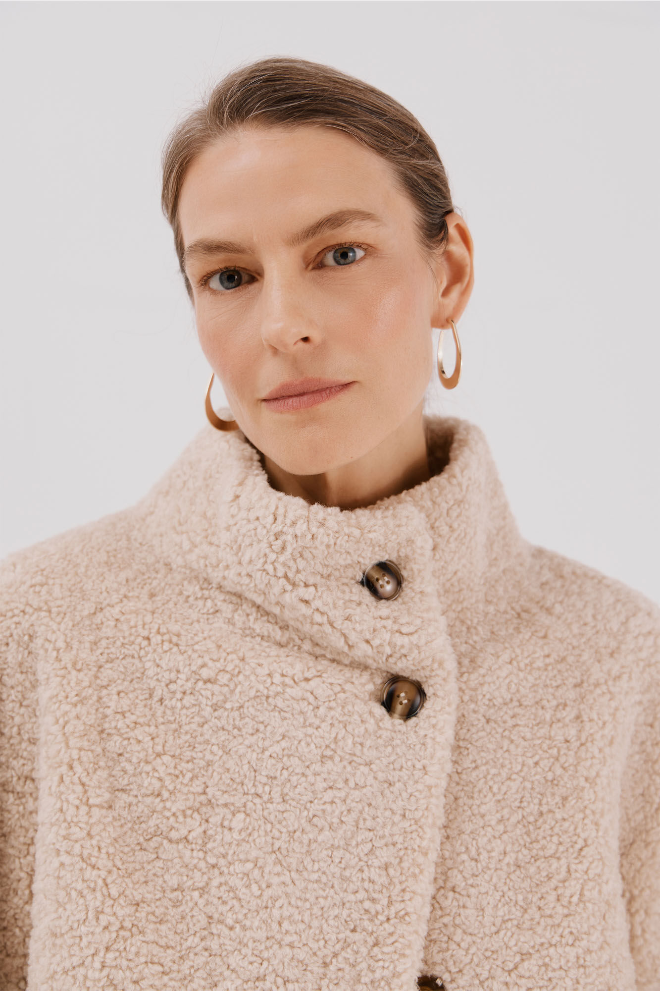 Cortefiel Raw fur effect jacket Beige