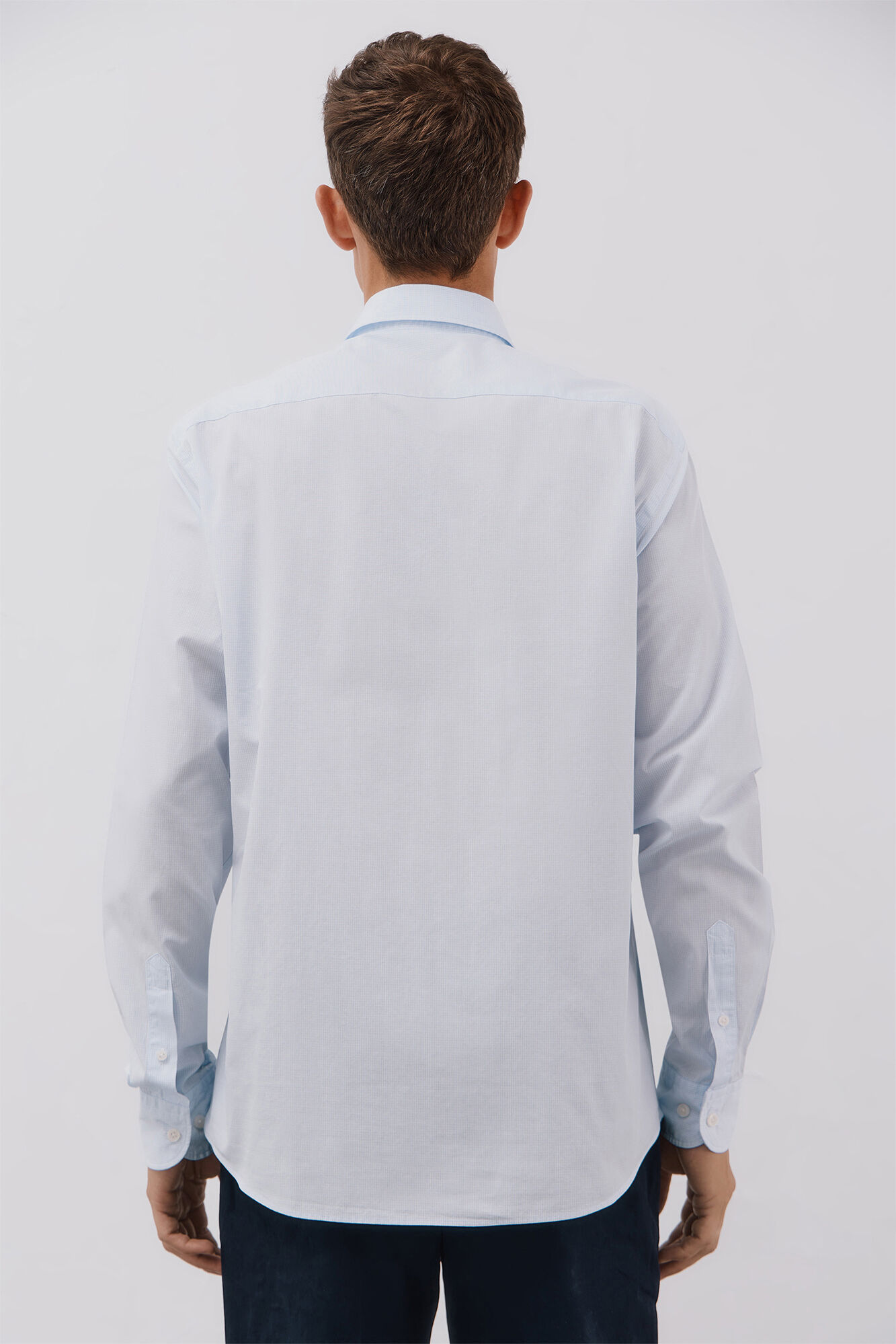 Cortefiel Micro-checkered cotton shirt Blue