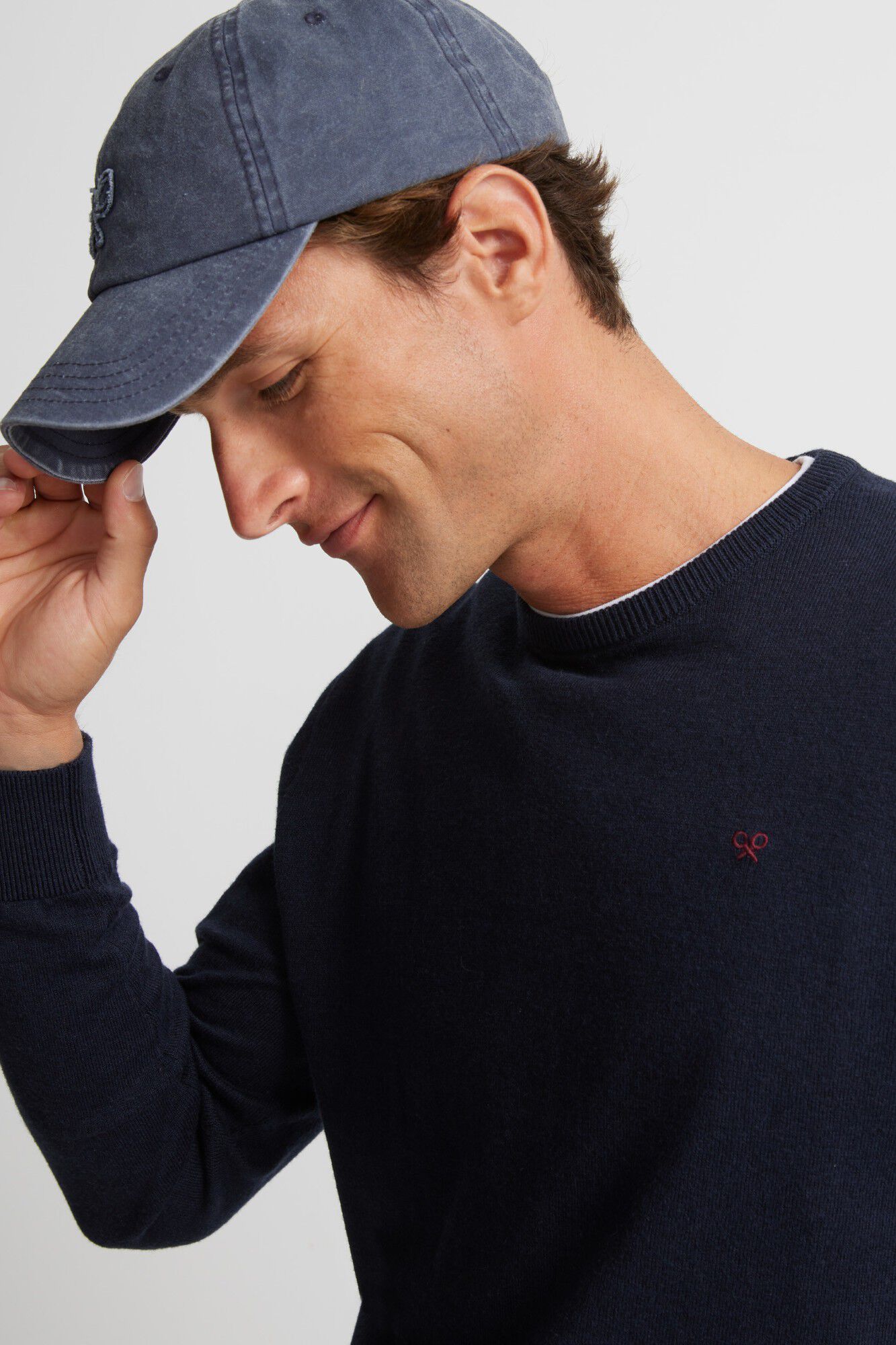 Silbon Jersey liso cuello redondo Azul marino