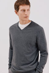 Cortefiel Cotton/cashmere V-neck jumper Grey
