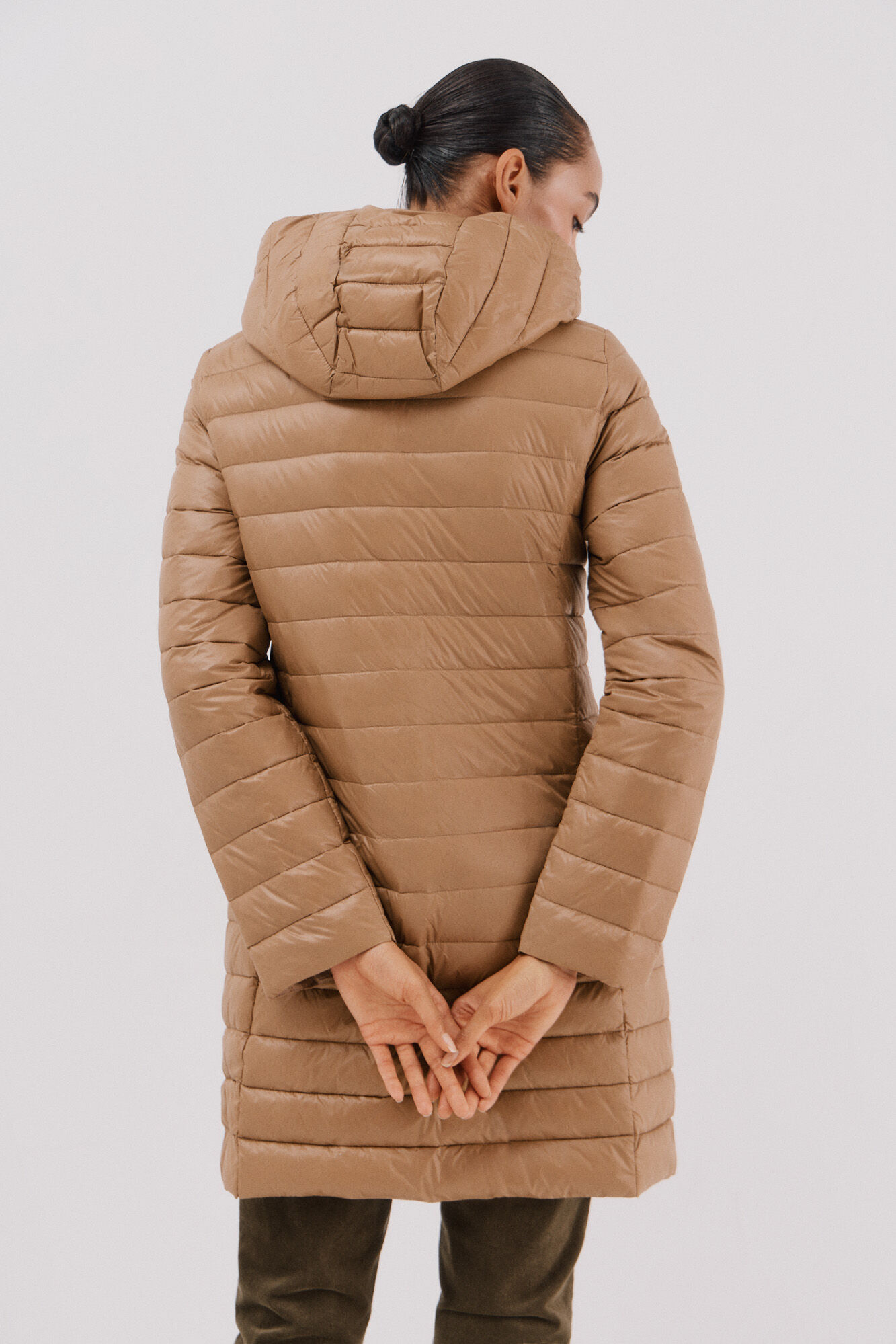 Cortefiel Long down coat Beige