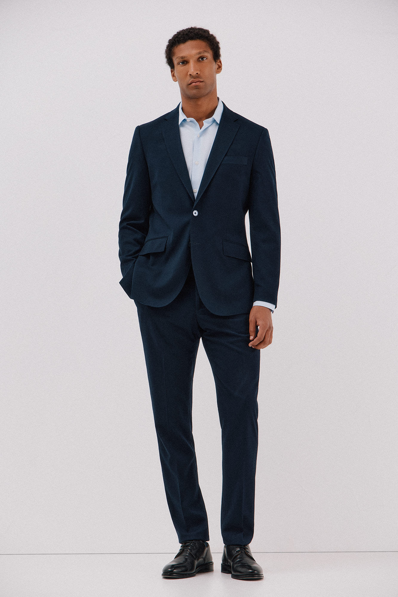 Cortefiel Tencel cotton houndstooth dress shirt Blue