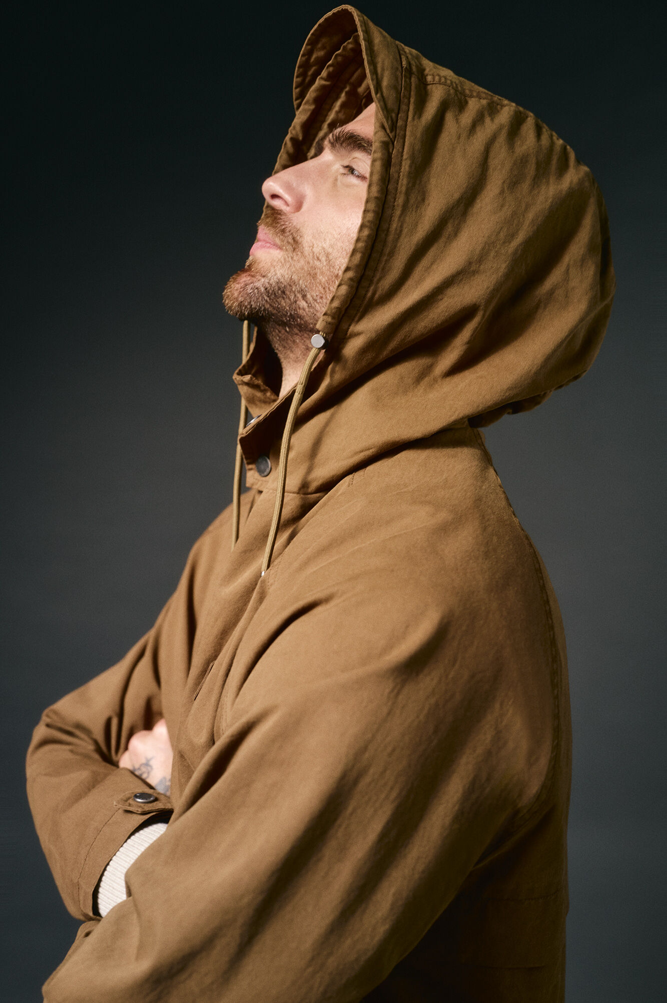 OOTO Parka curta de algod&atilde;o Castanho