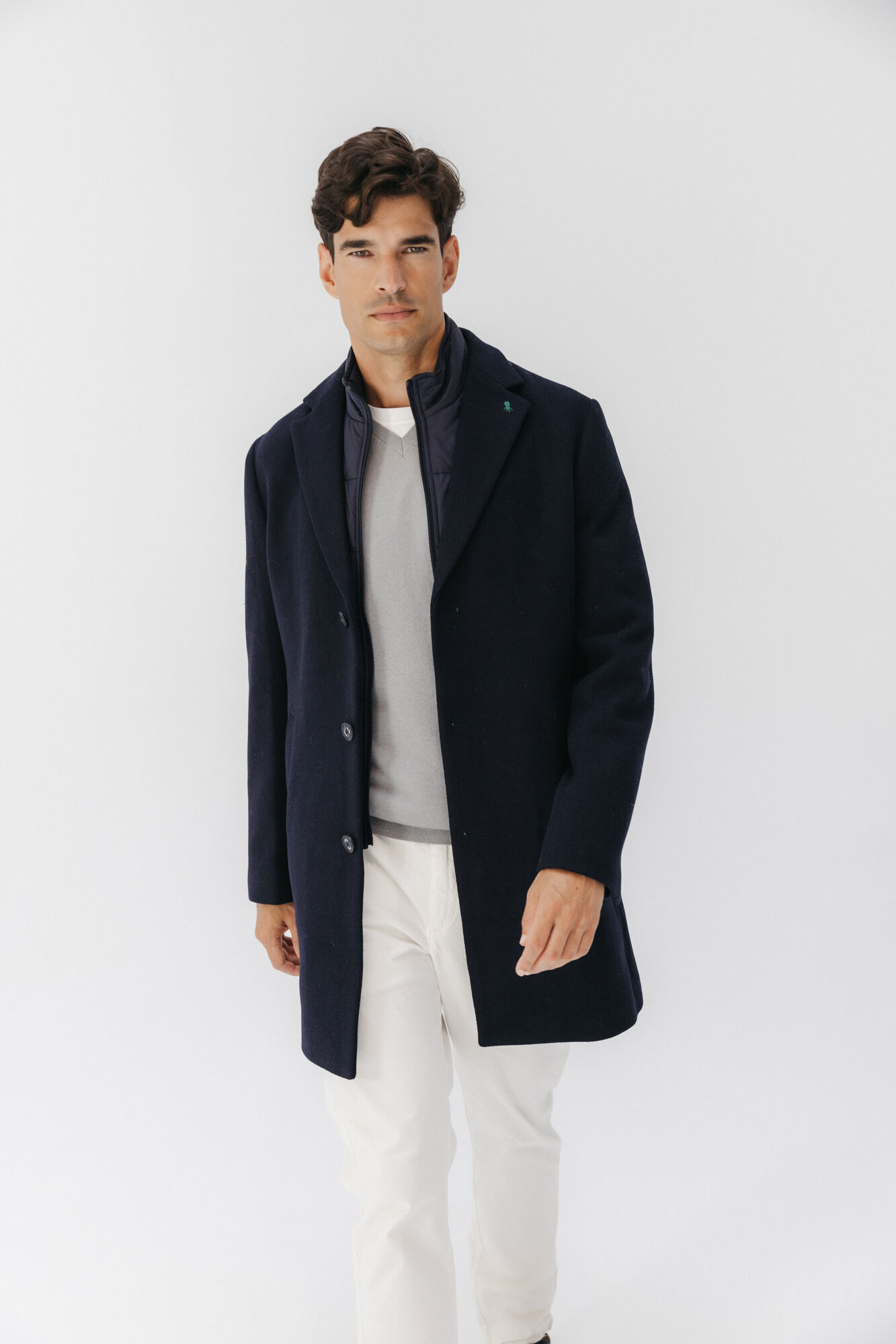 elPulpo Sobretudo com peito de tecido destac&aacute;vel