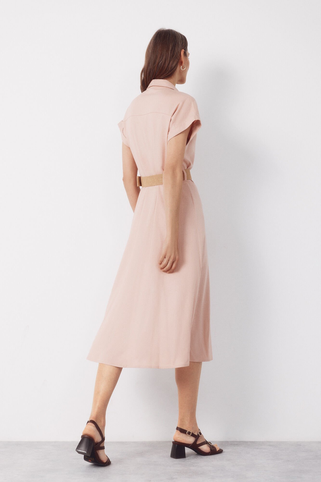 Cortefiel Linen trousers Pink