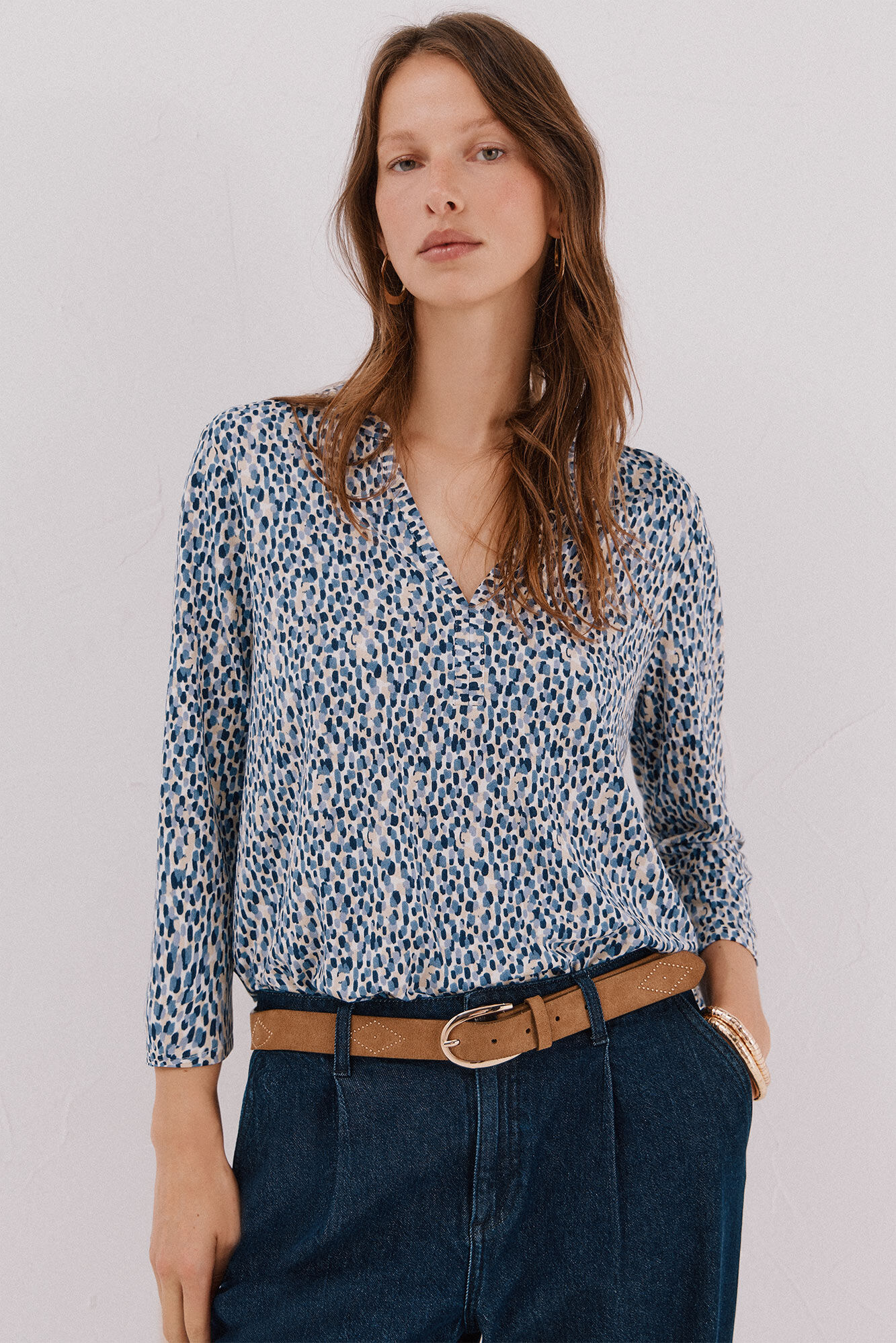 Cortefiel Basic top with mandarin collar