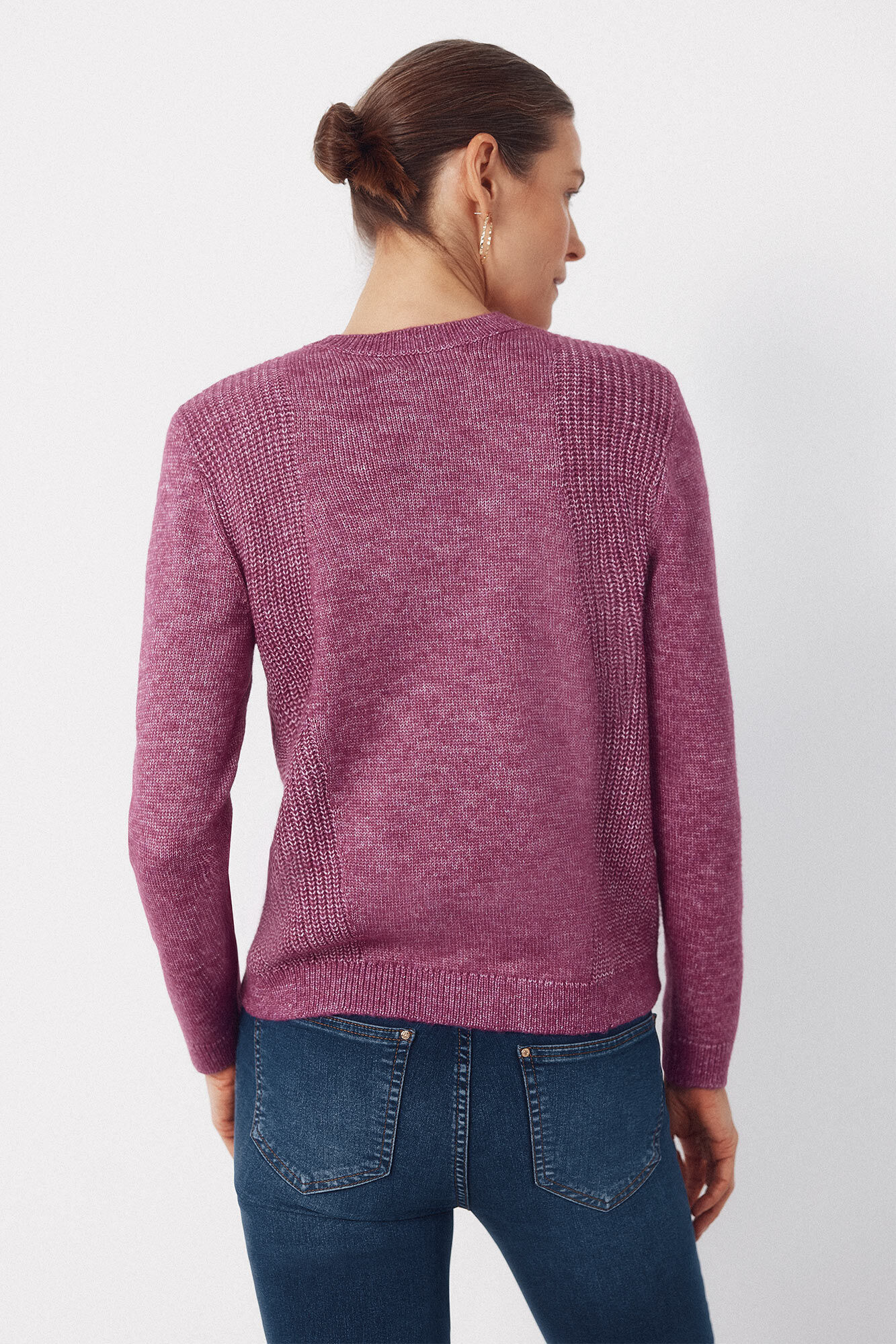 Cortefiel Combined knit jumper Purple