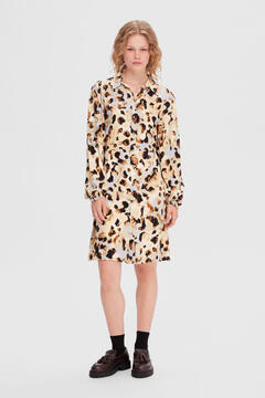 Cortefiel Short shirt dress with animal print made with 100% Lenzing ECOVERO. Grey