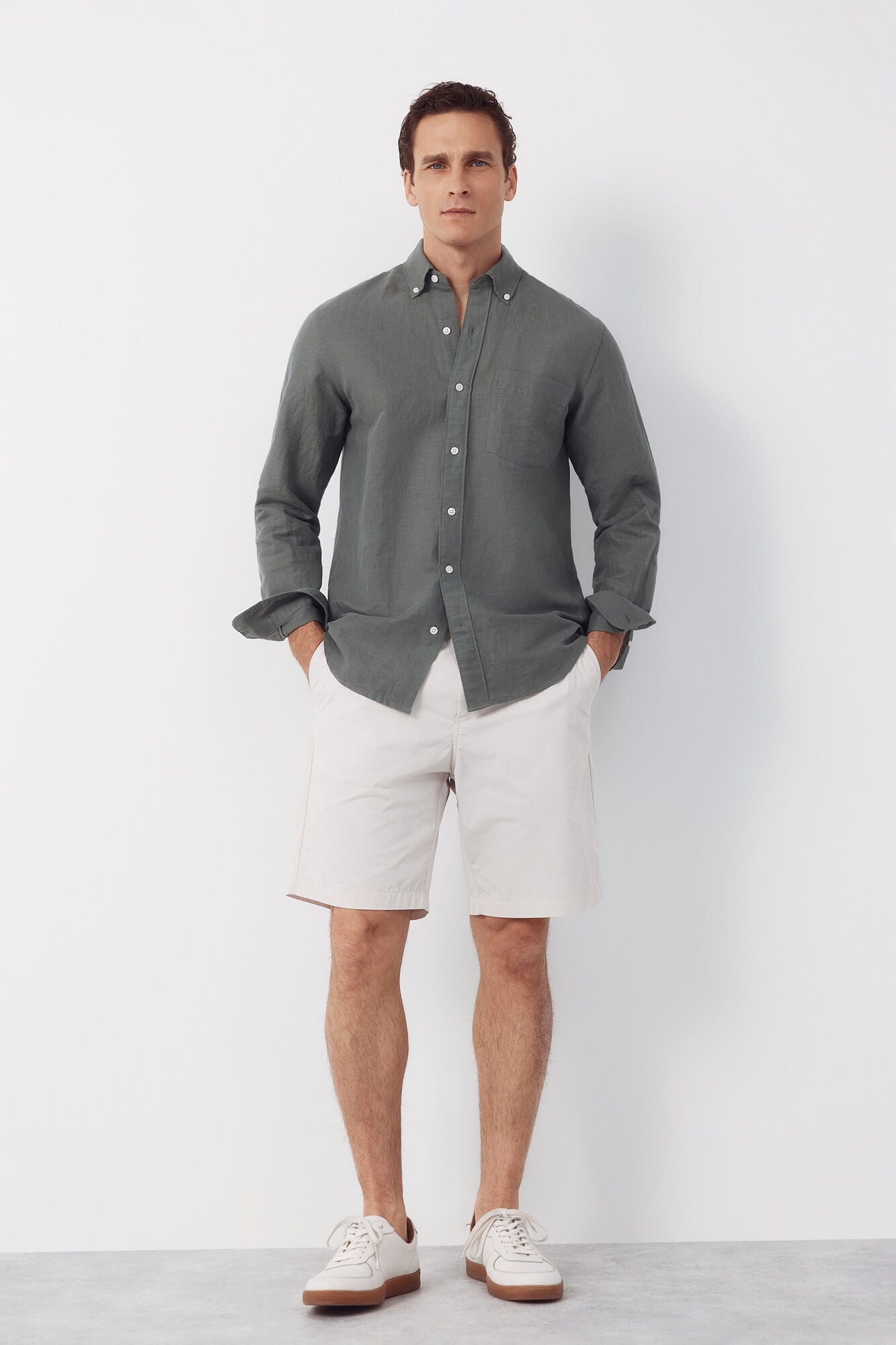 Cortefiel Camisa lino lisa