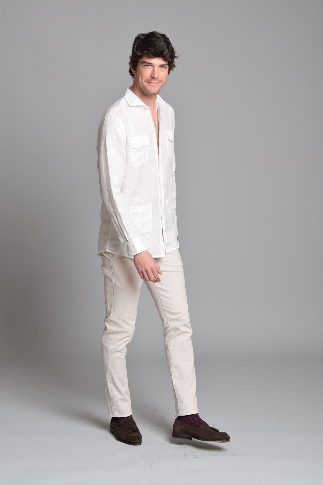 Cloking 100% Linho Guayabera Branco