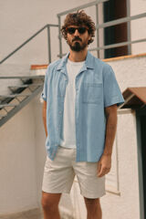 Cortefiel Short sleeve houndstooth shirt Blue