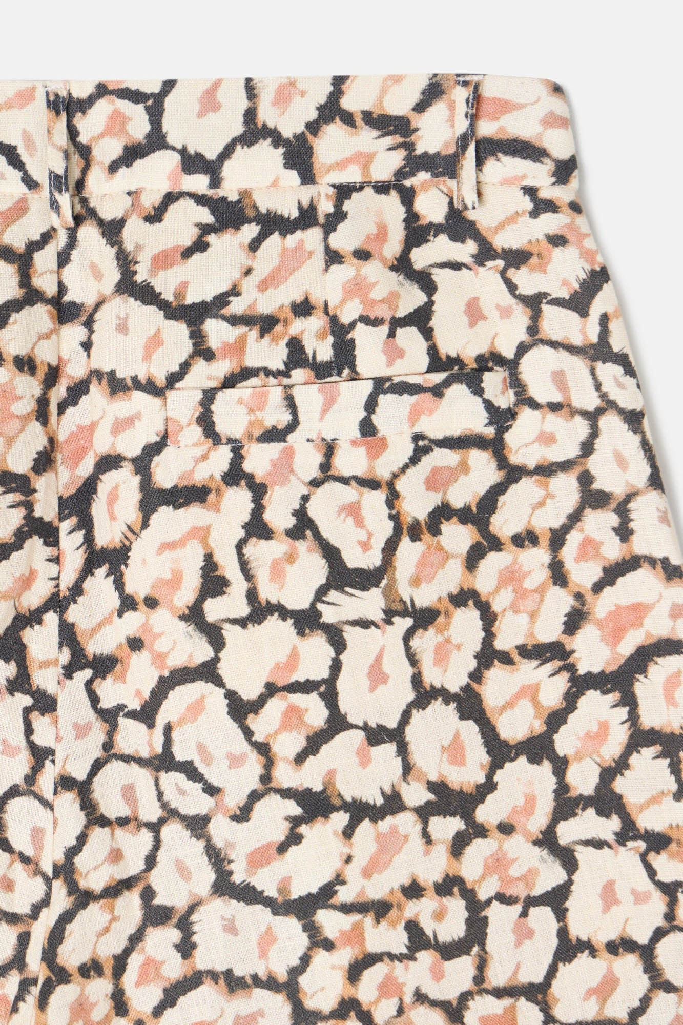 Silbon Cal&ccedil;as de linho com pregas animal estampado Castanho