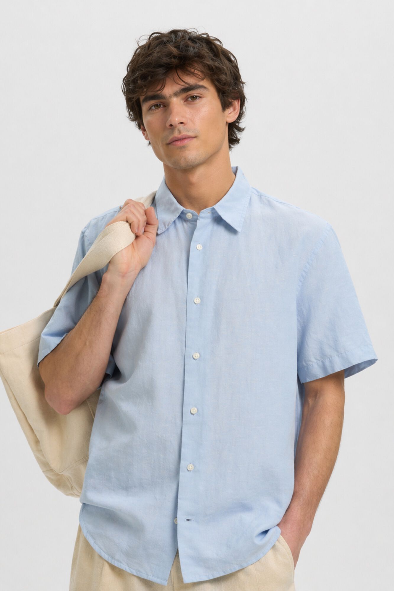 Selected Camisa de manga curta Azul