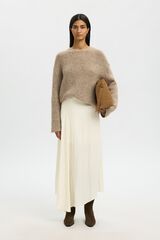 Selected Falda larga tejido estructura Blanco