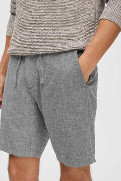 Cortefiel Organic cotton and linen Chino shorts. Grey