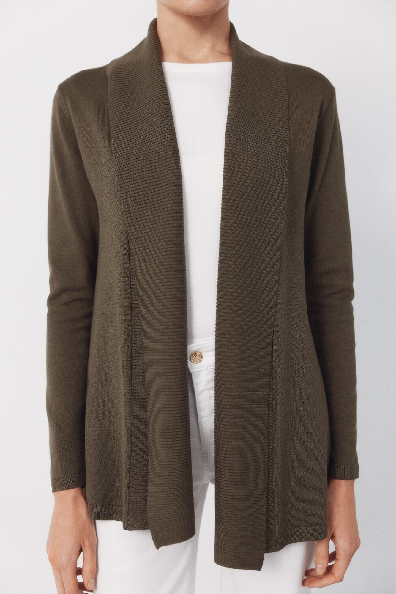 Cortefiel Cardigan with shawl neckline Kaki