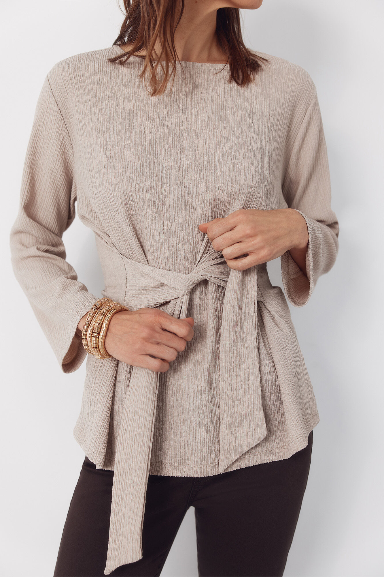 Cortefiel Front knot top Beige