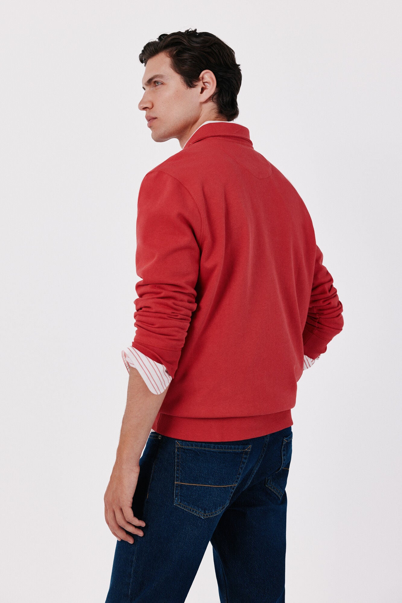 Cortefiel Zip neck sweatshirt Maroon