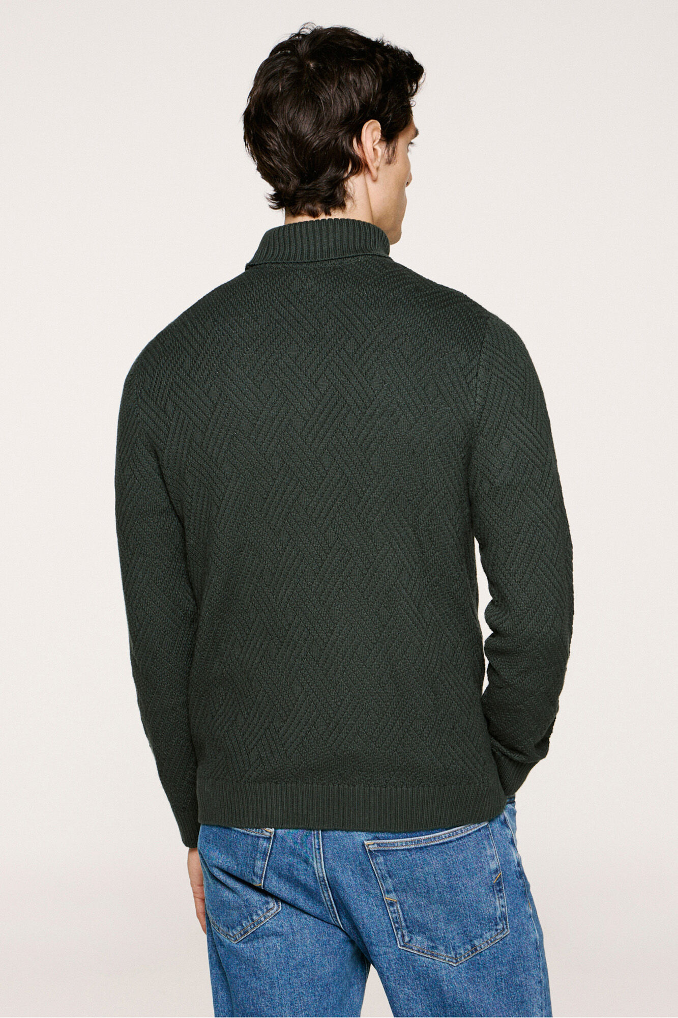 Selected Camisola estruturado de gola alta 100% algod&atilde;o org&acirc;nico  Verde