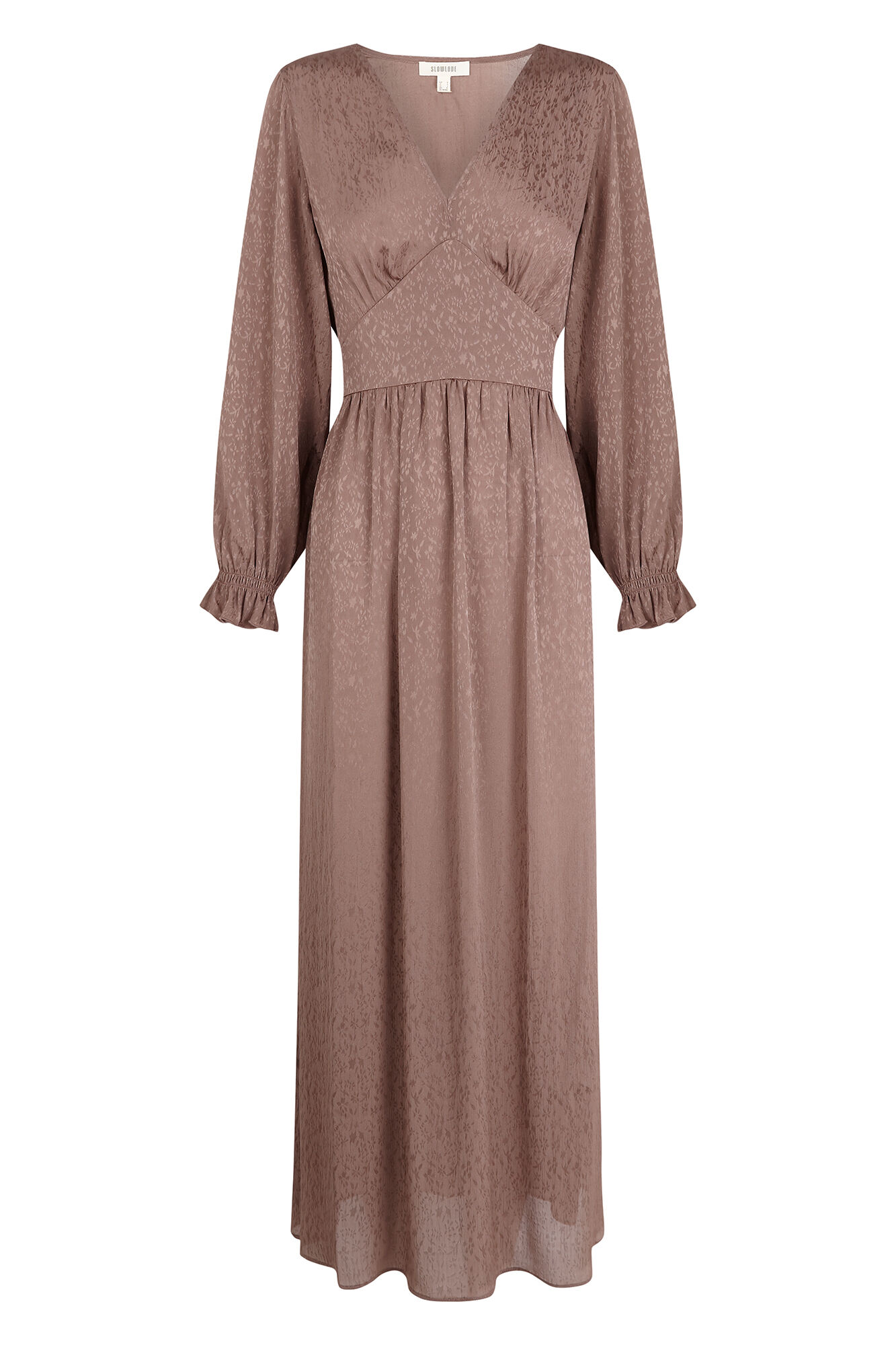 Slowlove Vestido fluido jacquard Marr&oacute;n